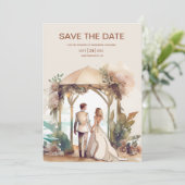 Whimsical Waterverf Beach Destination Wedding Save The Date (Staand voorkant)