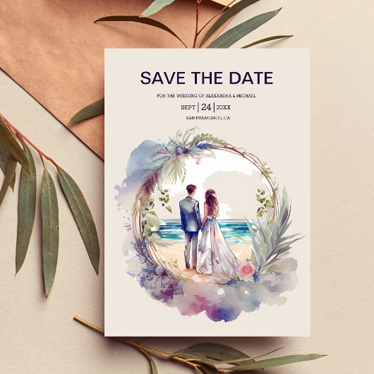 Whimsical Waterverf Beach Destination Wedding Save The Date