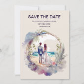 Whimsical Waterverf Beach Destination Wedding Save The Date (Voorkant)