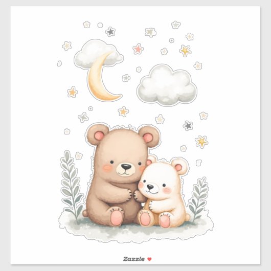Whimsical Waterverf Beer Nursery Illustration Sticker (Vel)