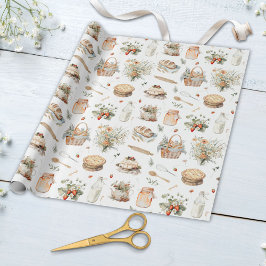 Whimsical Waterverf Bloemen Aardbei Land Cadeaupapier