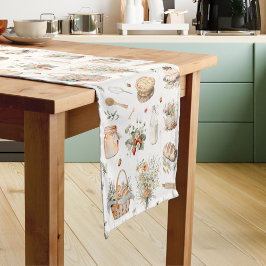 Whimsical Waterverf Bloemen Aardbei Land Korte Tafelloper