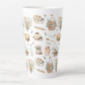 Whimsical Waterverf Bloemen Aardbei Land Latte Mok (Voorkant)