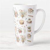 Whimsical Waterverf Bloemen Aardbei Land Latte Mok (Rechts)