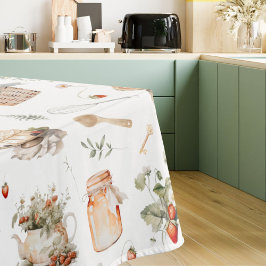 Whimsical Waterverf Bloemen Aardbei Land Tafelkleed