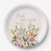 Whimsical Waterverf Bloemen Boeket Bruids Brunch Papieren Bordje (Voorkant)