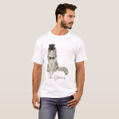 Whimsical Waterverf Bloemen Bruidegom Cat T-shirt (Voorkant volledig)