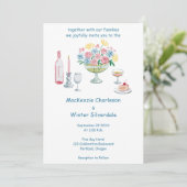 Whimsical Waterverf Bloemen & Drinken bruiloft Kaart (Staand voorkant)