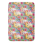 Whimsical Waterverf Bloemen en Katten Kleurrijk Badmat (Voorkant Verticaal)