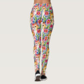 Whimsical Waterverf Bloemen en Katten Kleurrijk Leggings (Achterkant)