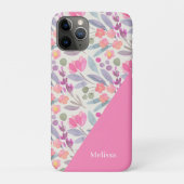 Whimsical Waterverf Bloemen Roze gepersonaliseerd Case-Mate iPhone Case (Achterkant)