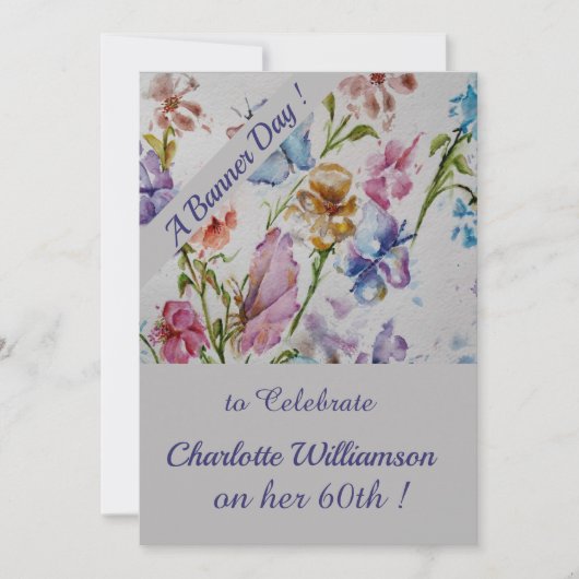 Whimsical Waterverf Bloemen Verjaardag Kaart (Voorkant)