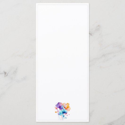 Whimsical Waterverf Bloemen Vlak Bruiloft Menu (Achterkant)