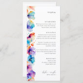Whimsical Waterverf Bloemen Vlak Bruiloft Menu (Voorkant / Achterkant)