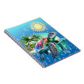 Whimsical Waterverf Bloemen Zee Schildpad Notitieb Notitieboek (Rechterzijde)