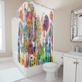 Whimsical Waterverf Bloemenkunst Douchegordijn (In situ)