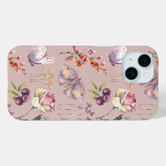 Whimsical Waterverf Bloemenvlinder Paddestoel Case-Mate iPhone Case (Achterkant (horizontaal))