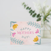 Whimsical Waterverf Bloom Moederdag Briefkaart (Staand voorkant)