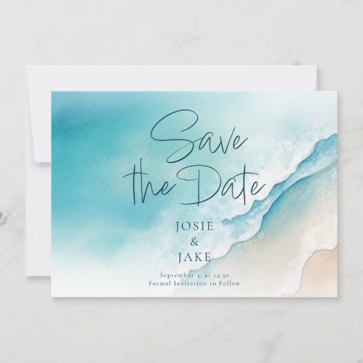 Whimsical Waterverf Blue Ocean Save the Date (Voorkant)