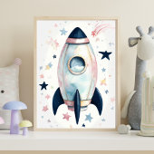 Whimsical Waterverf Blue Space Moon & Back Muurkunst Sets