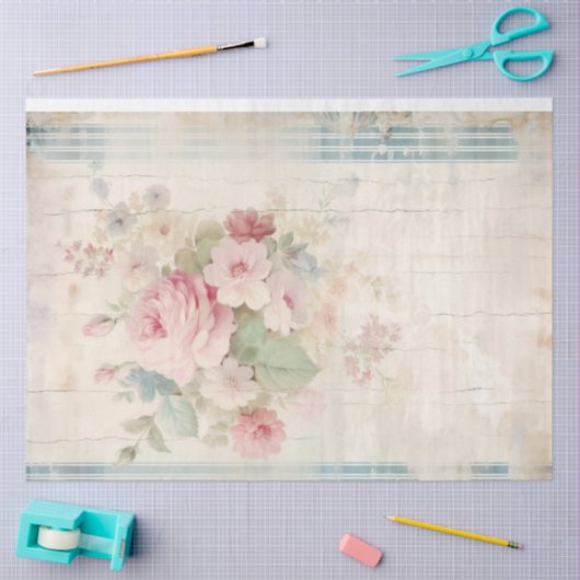 Whimsical waterverf blush Engels rozen chic Tissuepapier (Craft)