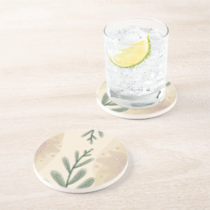 Whimsical Waterverf Boho Botanische bladeren Zandsteen Onderzetter