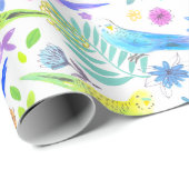 Whimsical Waterverf Budgie Parkieten Cadeaupapier (Rol Hoek)