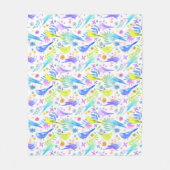 Whimsical Waterverf Budgie Parkieten Fleece Deken (Voorkant)