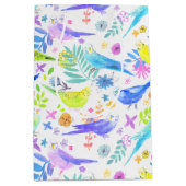 Whimsical Waterverf Budgie Parkieten Medium Cadeauzakje (Voorkant)