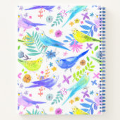 Whimsical Waterverf Budgie Parkieten Notitieboek (Achterkant)