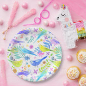 Whimsical Waterverf Budgie Parkieten Papieren Bordje (Feest)