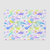 Whimsical Waterverf Budgie Parkieten Tissuepapier (Voorkant)