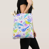 Whimsical Waterverf Budgie Parkieten Tote Bag (Dichtbij)