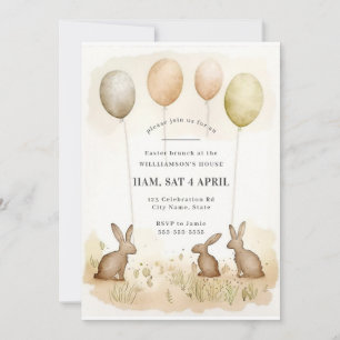 Whimsical Waterverf Bunny Easter Brunch Kaart