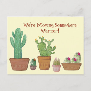Whimsical Waterverf Cactus Bewegende Aankondiging Briefkaart