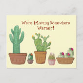 Whimsical Waterverf Cactus Bewegende Aankondiging Briefkaart (Voorkant)