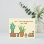 Whimsical Waterverf Cactus Bewegende Aankondiging Briefkaart (Staand voorkant)