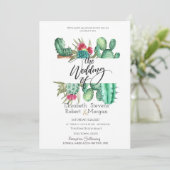 Whimsical Waterverf Cactus bruiloft uitnodiging (Staand voorkant)