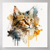 Whimsical Waterverf Cat Mural Poster (Voorkant)