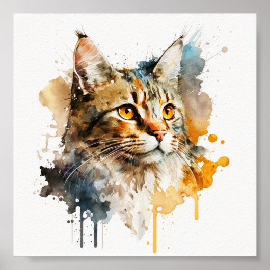 Whimsical Waterverf Cat Mural Poster (Voorkant)