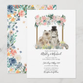 Whimsical Waterverf Cat Pink White Floral Arbor Kaart (Voorkant / Achterkant)