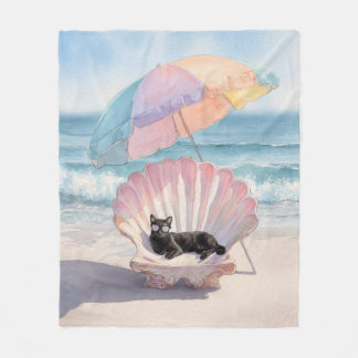 Whimsical Waterverf Cat Stranddeken Fleece Deken