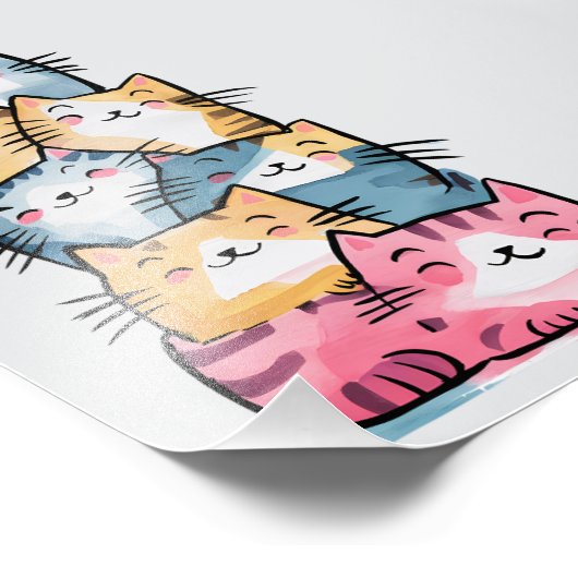 Whimsical Waterverf Cats Modern Foto Afdruk (Hoek)