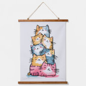 Whimsical Waterverf Cats Modern Hangend Wandkleed (Voorkant)