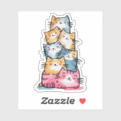 Whimsical Waterverf Cats Modern Sticker (Vel)