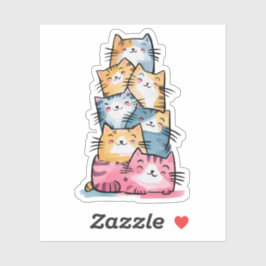 Whimsical Waterverf Cats Modern Sticker