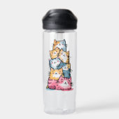 Whimsical Waterverf Cats Modern Waterfles (Achterkant)