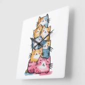 Whimsical Waterverf Cats Moderne wandklok (Hoek)