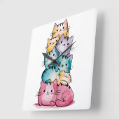 Whimsical Waterverf Cats Moderne wandklok (Hoek)