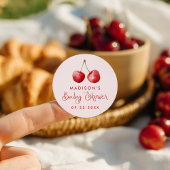 Whimsical Waterverf Cherry Baby shower Ronde Sticker
